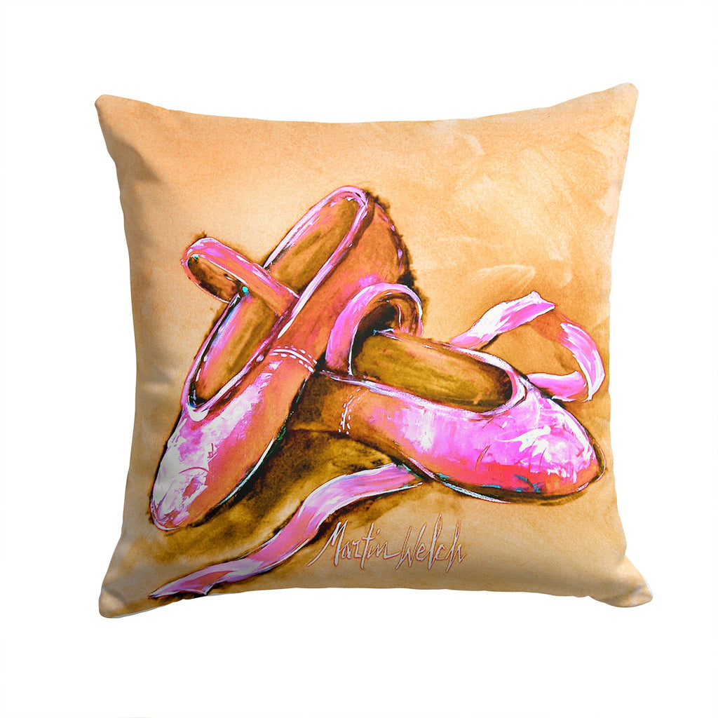 Ballet Shoes Brown and Pink Decorative Throw Pillow 14x14 Indoor Outdoor Accent Cushion, Fabric Cover with Insert for Sofa, Bed, Porch & Living Room