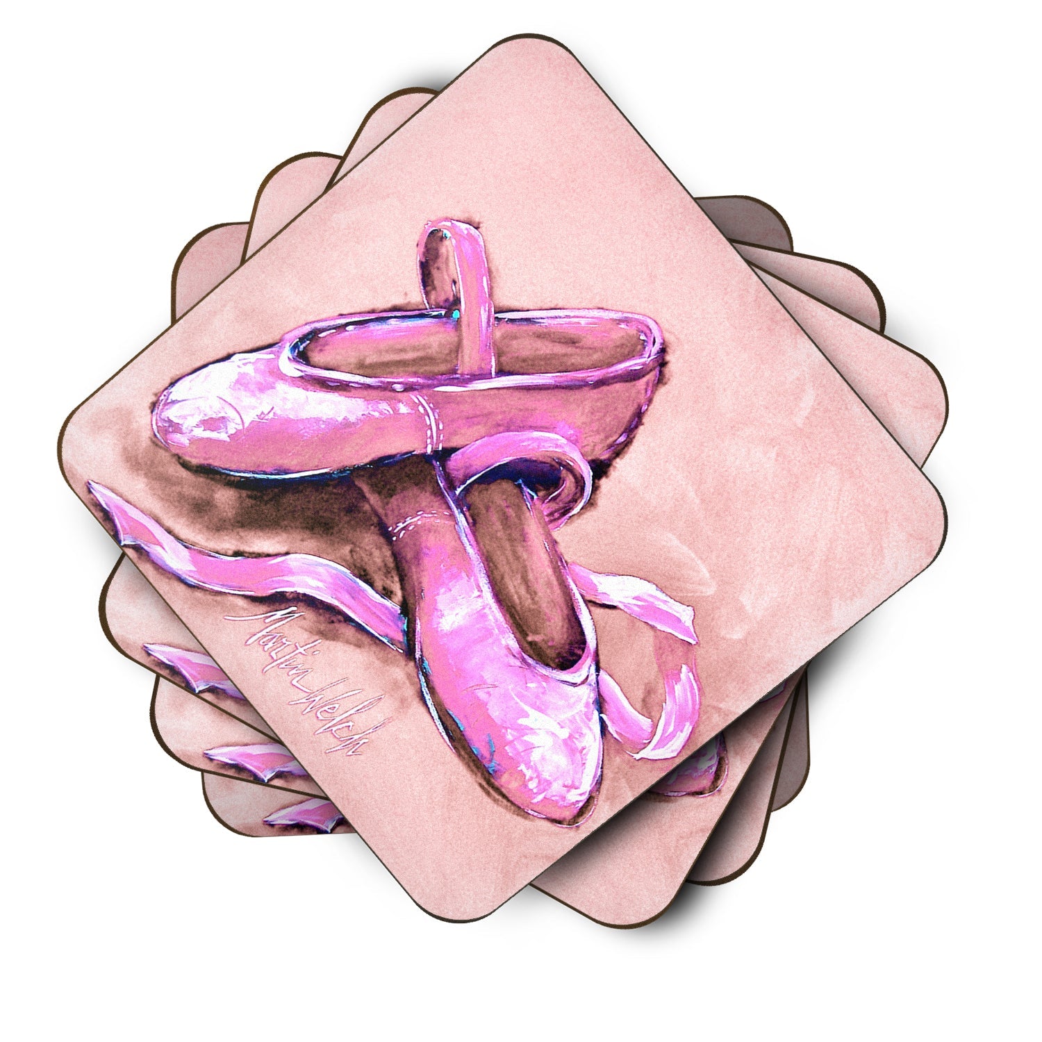 Ballet Shoes Pink Foam Coasters Set of 4 Cup Coasters for Indoor Outdoor, Tabletop Protection, Anti Slip, Mouse pad Material