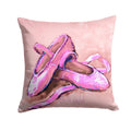 Ballet Shoes Pink Decorative Throw Pillow 14x14 Indoor Outdoor Accent Cushion, Fabric Cover with Insert for Sofa, Bed, Porch & Living Room