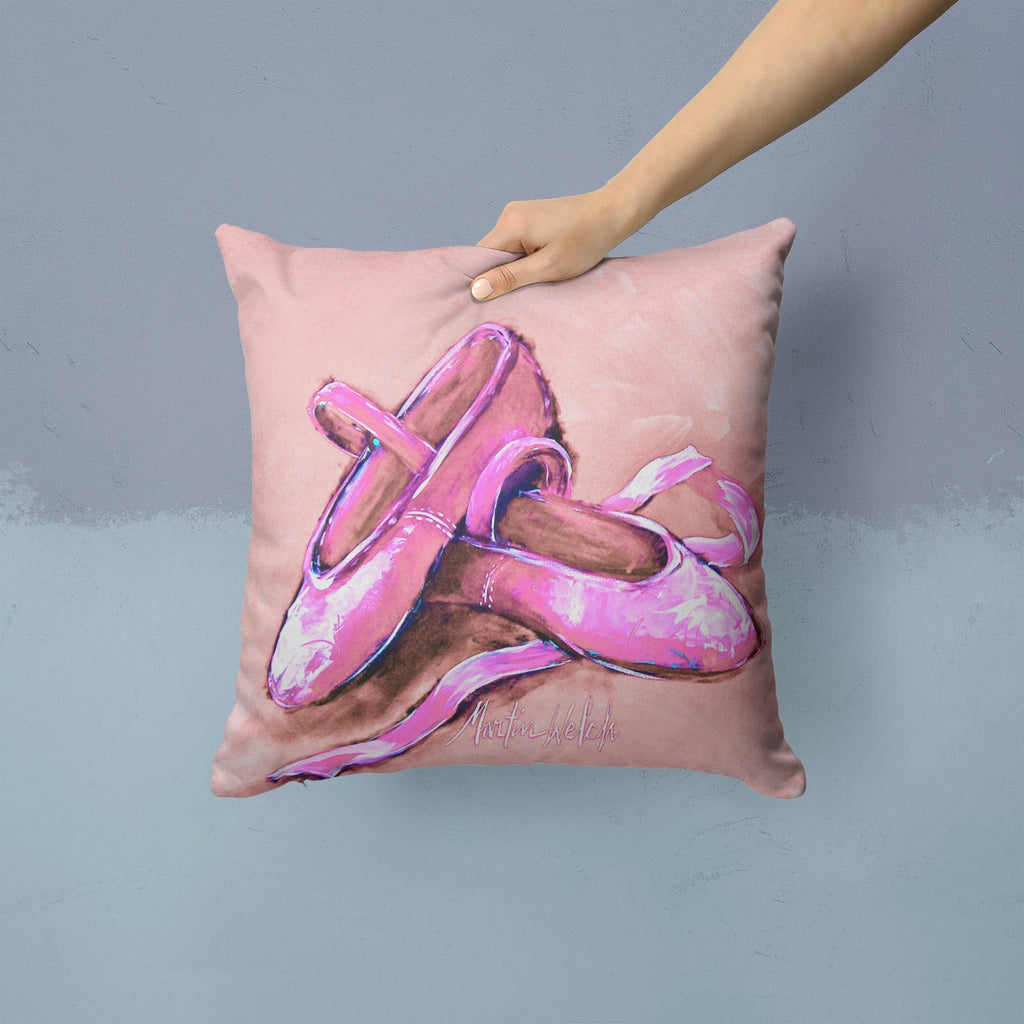 Ballet Shoes Pink Decorative Throw Pillow 14x14 Indoor Outdoor Accent Cushion, Fabric Cover with Insert for Sofa, Bed, Porch & Living Room
