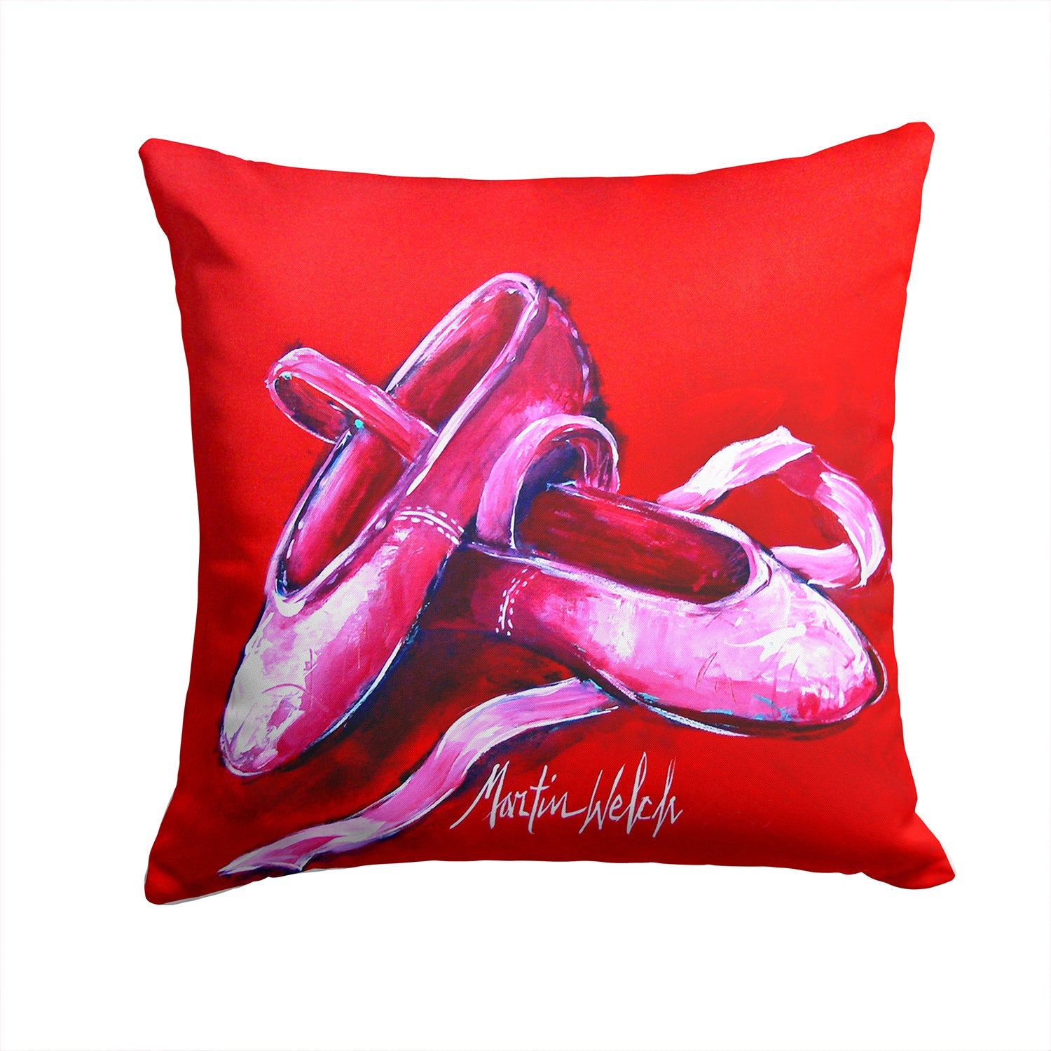 Ballet Shoes Red Decorative Throw Pillow 14x14 Indoor Outdoor Accent Cushion, Fabric Cover with Insert for Sofa, Bed, Porch & Living Room