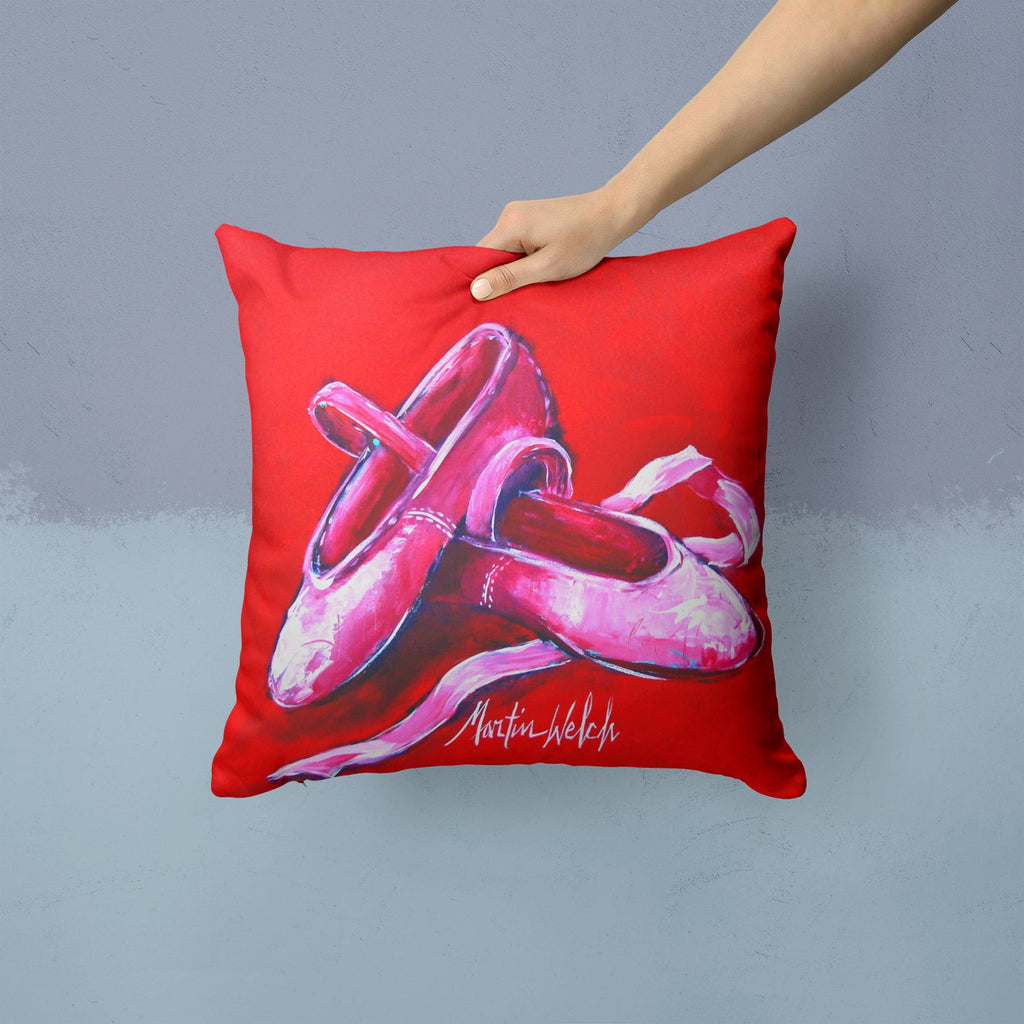 Ballet Shoes Red Decorative Throw Pillow 14x14 Indoor Outdoor Accent Cushion, Fabric Cover with Insert for Sofa, Bed, Porch & Living Room