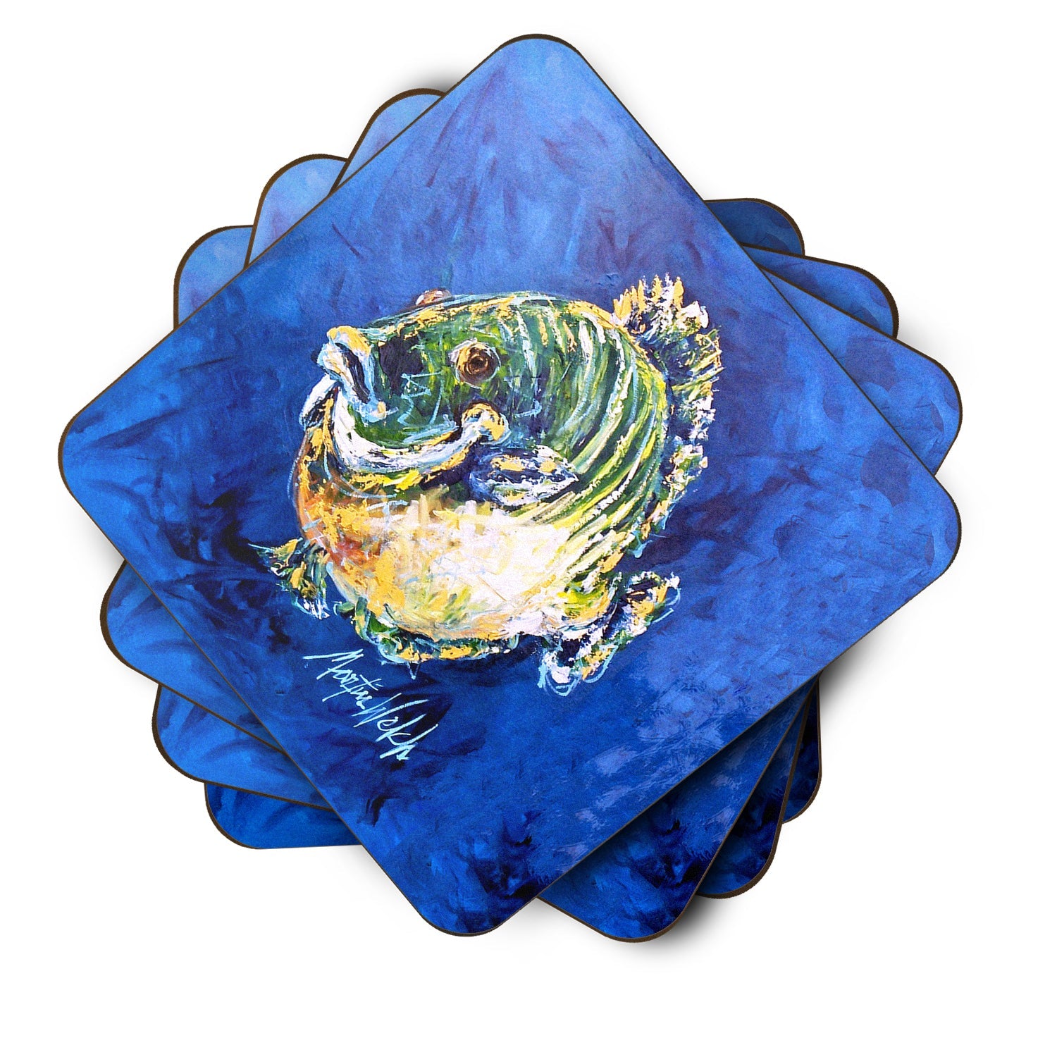 Blue Gill Foam Coasters Set of 4 Cup Coasters for Indoor Outdoor, Tabletop Protection, Anti Slip, Mouse pad Material