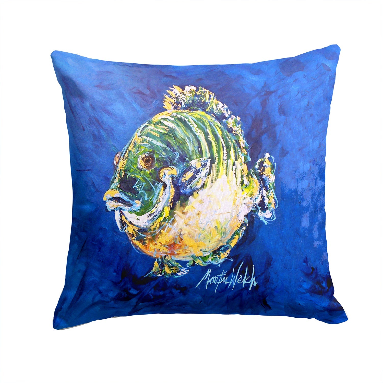 Blue Gill Decorative Throw Pillow 14x14 Indoor Outdoor Accent Cushion, Fabric Cover with Insert for Sofa, Bed, Porch & Living Room