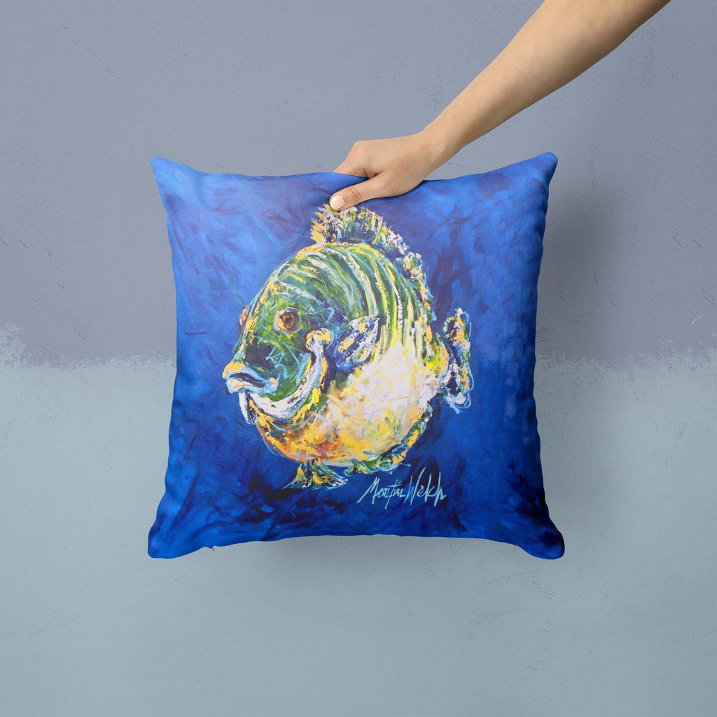 Blue Gill Decorative Throw Pillow 14x14 Indoor Outdoor Accent Cushion, Fabric Cover with Insert for Sofa, Bed, Porch & Living Room