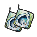 Blue Rock Oyster Pot Holder Set of 2 Heat Resistant Quilted Hot Pads 7.5 x 7.5 Inch, Insulated Kitchen Trivets for Cooking & Baking