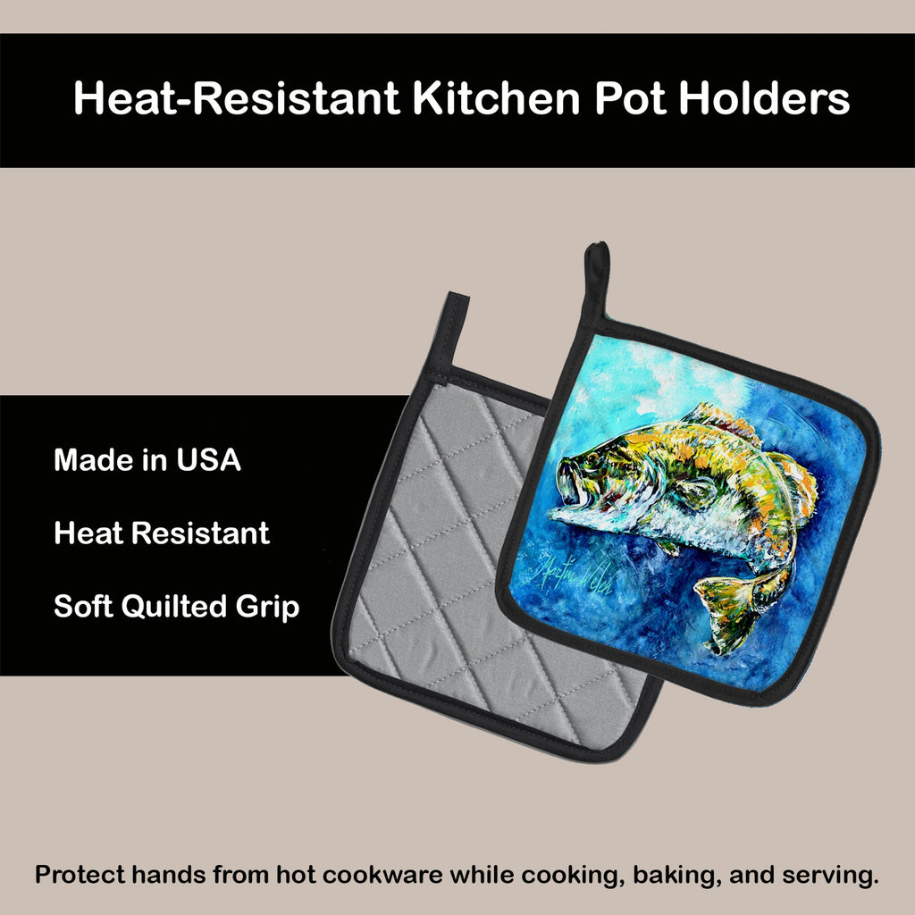 Bobby Bass Pot Holder Set of 2 Heat Resistant Quilted Hot Pads 7.5 x 7.5 Inch, Insulated Kitchen Trivets for Cooking & Baking