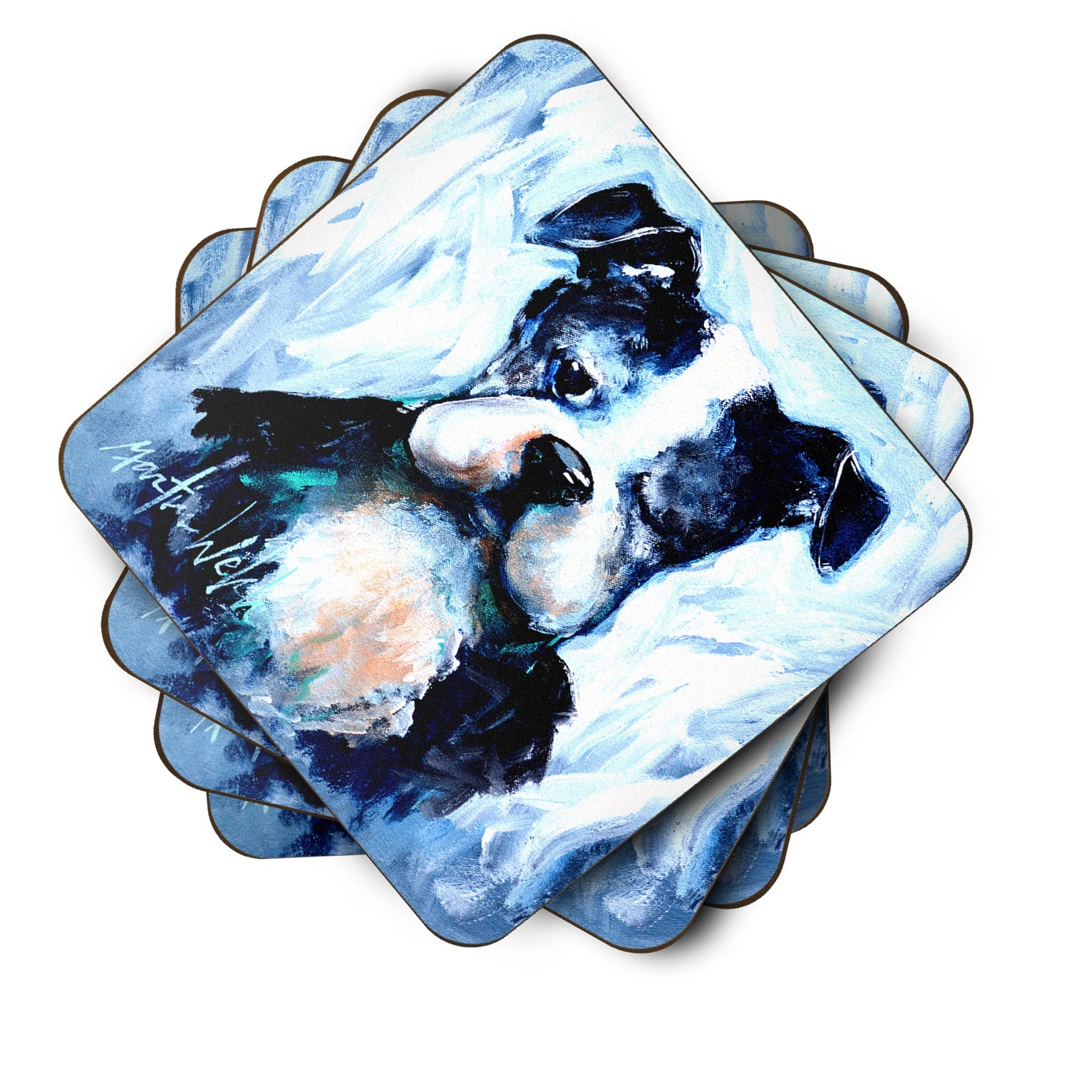 Boston Terrier Boston Tuff Foam Coasters Set of 4 Cup Coasters for Indoor Outdoor, Tabletop Protection, Anti Slip, Mouse pad Material