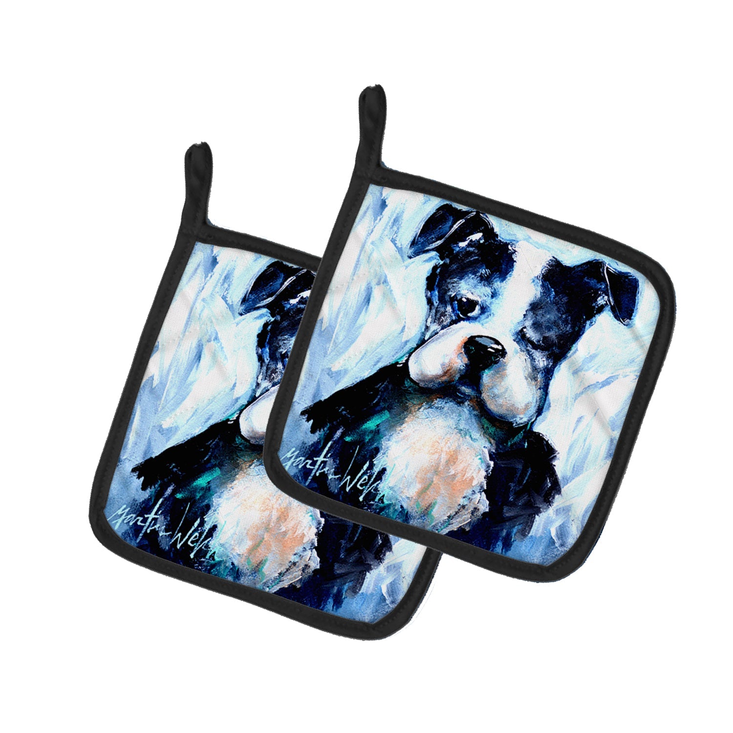 Boston Terrier Boston Tuff Pot Holder Set of 2 Heat Resistant Quilted Hot Pads 7.5 x 7.5 Inch, Insulated Kitchen Trivets for Cooking & Baking