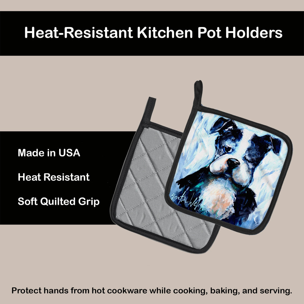 Boston Terrier Boston Tuff Pot Holder Set of 2 Heat Resistant Quilted Hot Pads 7.5 x 7.5 Inch, Insulated Kitchen Trivets for Cooking & Baking