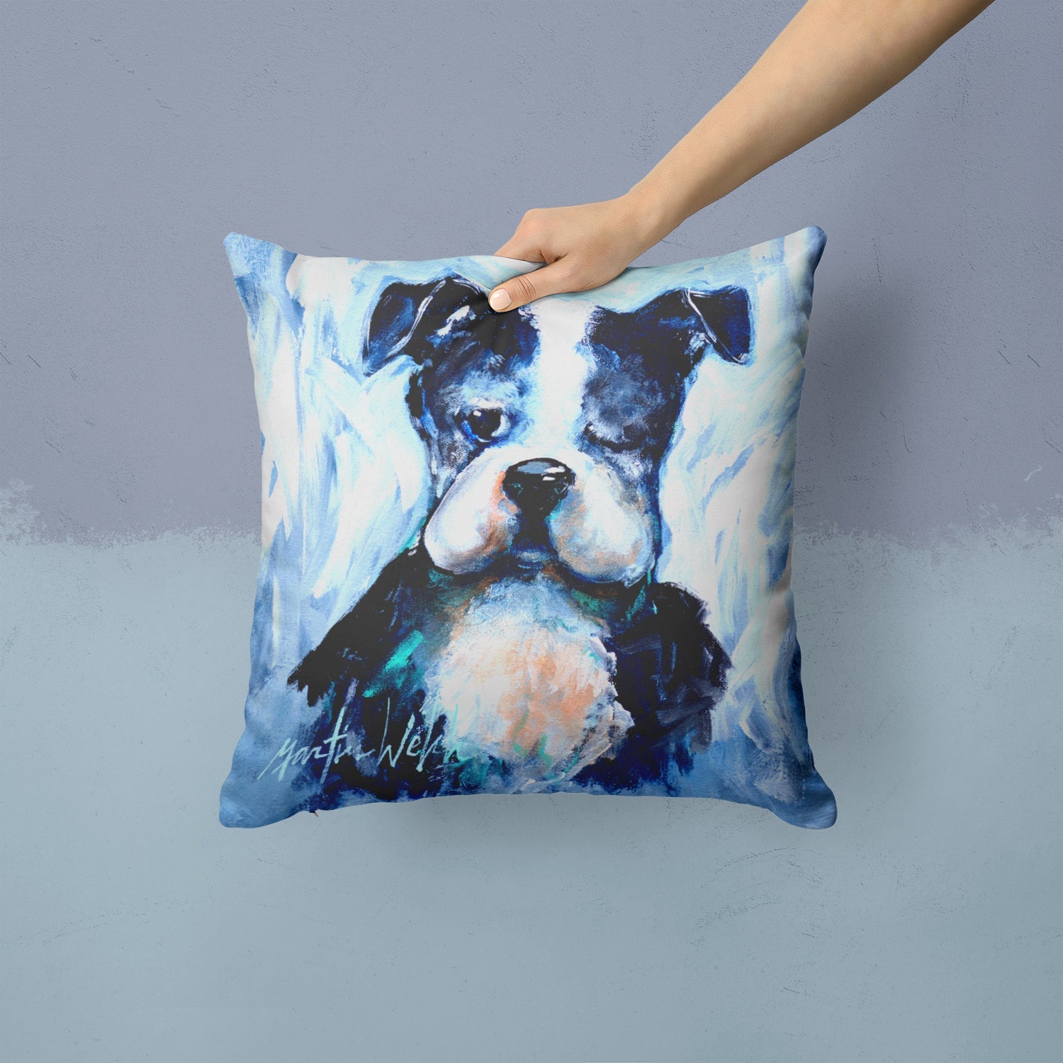 Boston Terrier Boston Tuff Decorative Throw Pillow 14x14 Indoor Outdoor Accent Cushion, Fabric Cover with Insert for Sofa, Bed, Porch & Living Room