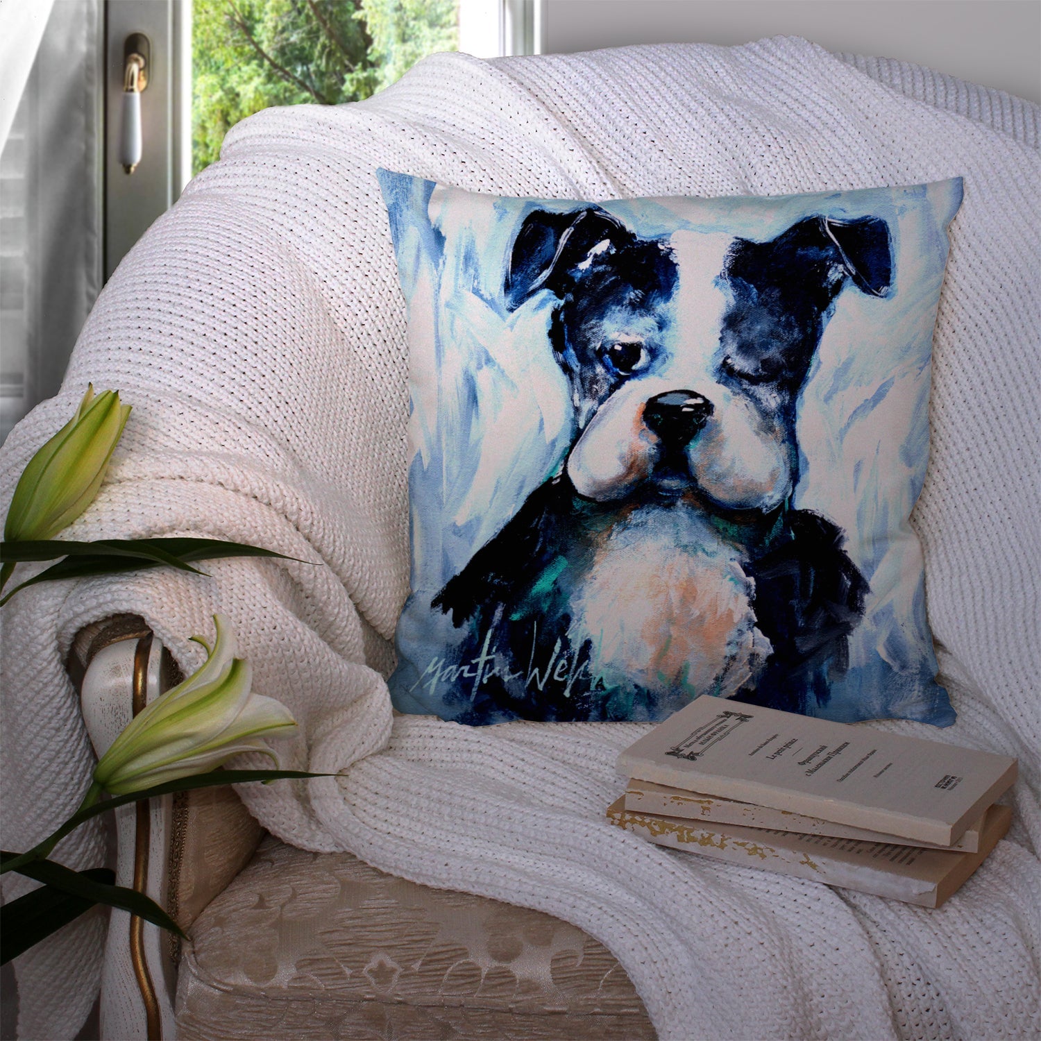 Boston Terrier Boston Tuff Decorative Throw Pillow 14x14 Indoor Outdoor Accent Cushion, Fabric Cover with Insert for Sofa, Bed, Porch & Living Room