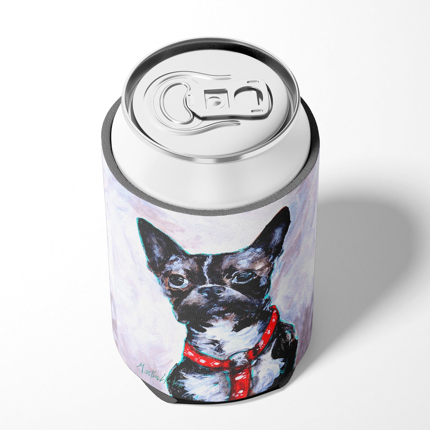 Boston Terrier Brindle Ziggy Can or Bottle Hugger Cooler Sleeve for Standard 12 oz Cans, Insulated Foam Beer & Soda Can Hugger Reusable