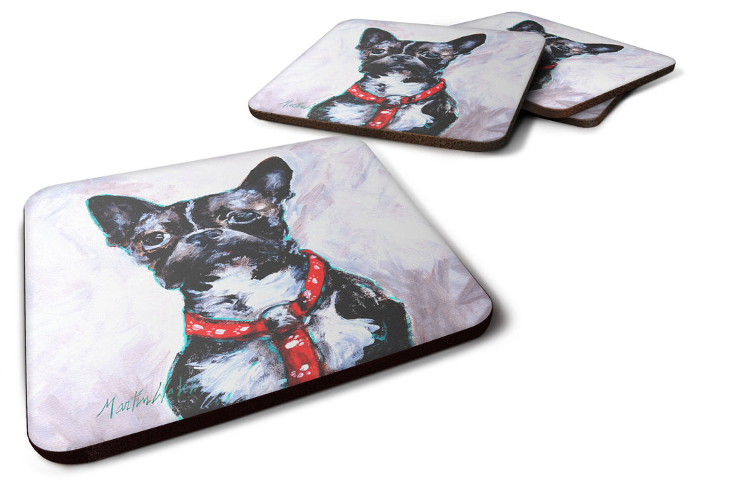 Boston Terrier Brindle Ziggy Foam Coasters Set of 4 Cup Coasters for Indoor Outdoor, Tabletop Protection, Anti Slip, Mouse pad Material