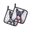 Boston Terrier Brindle Ziggy Pot Holder Set of 2 Heat Resistant Quilted Hot Pads 7.5 x 7.5 Inch, Insulated Kitchen Trivets for Cooking & Baking