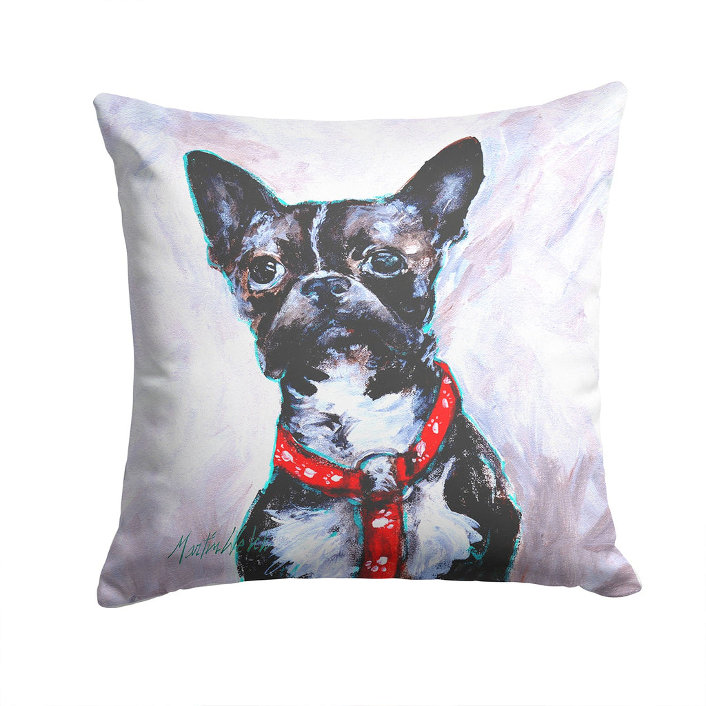 Boston Terrier Brindle Ziggy Decorative Throw Pillow 14x14 Indoor Outdoor Accent Cushion, Fabric Cover with Insert for Sofa, Bed, Porch & Living Room