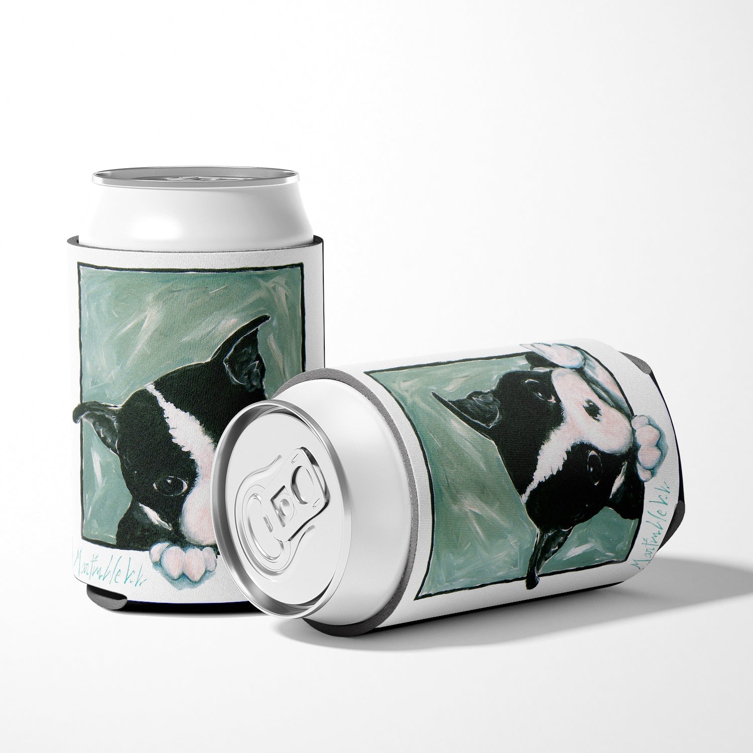 Boston Terrier Don't Leave Me Can or Bottle Hugger Cooler Sleeve for Standard 12 oz Cans, Insulated Foam Beer & Soda Can Hugger Reusable