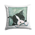 Boston Terrier Don't Leave Me Decorative Throw Pillow 14x14 Indoor Outdoor Accent Cushion, Fabric Cover with Insert for Sofa, Bed, Porch & Living Room