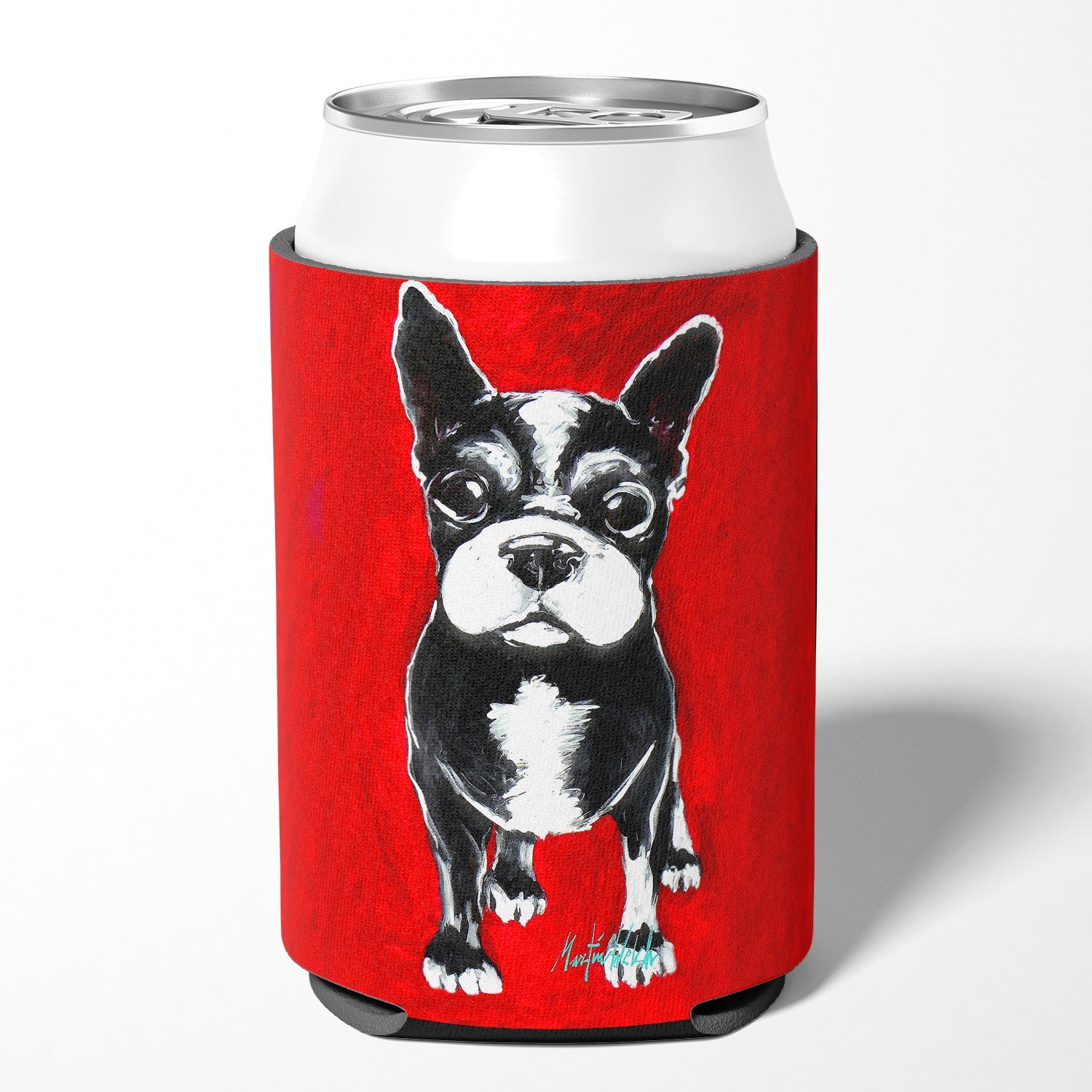 Boston Terrier Runt Can or Bottle Hugger Cooler Sleeve for Standard 12 oz Cans, Insulated Foam Beer & Soda Can Hugger Reusable