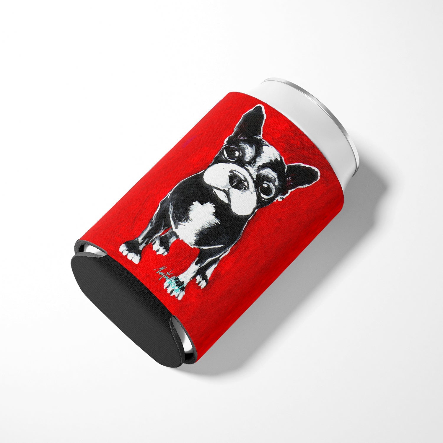Boston Terrier Runt Can or Bottle Hugger Cooler Sleeve for Standard 12 oz Cans, Insulated Foam Beer & Soda Can Hugger Reusable