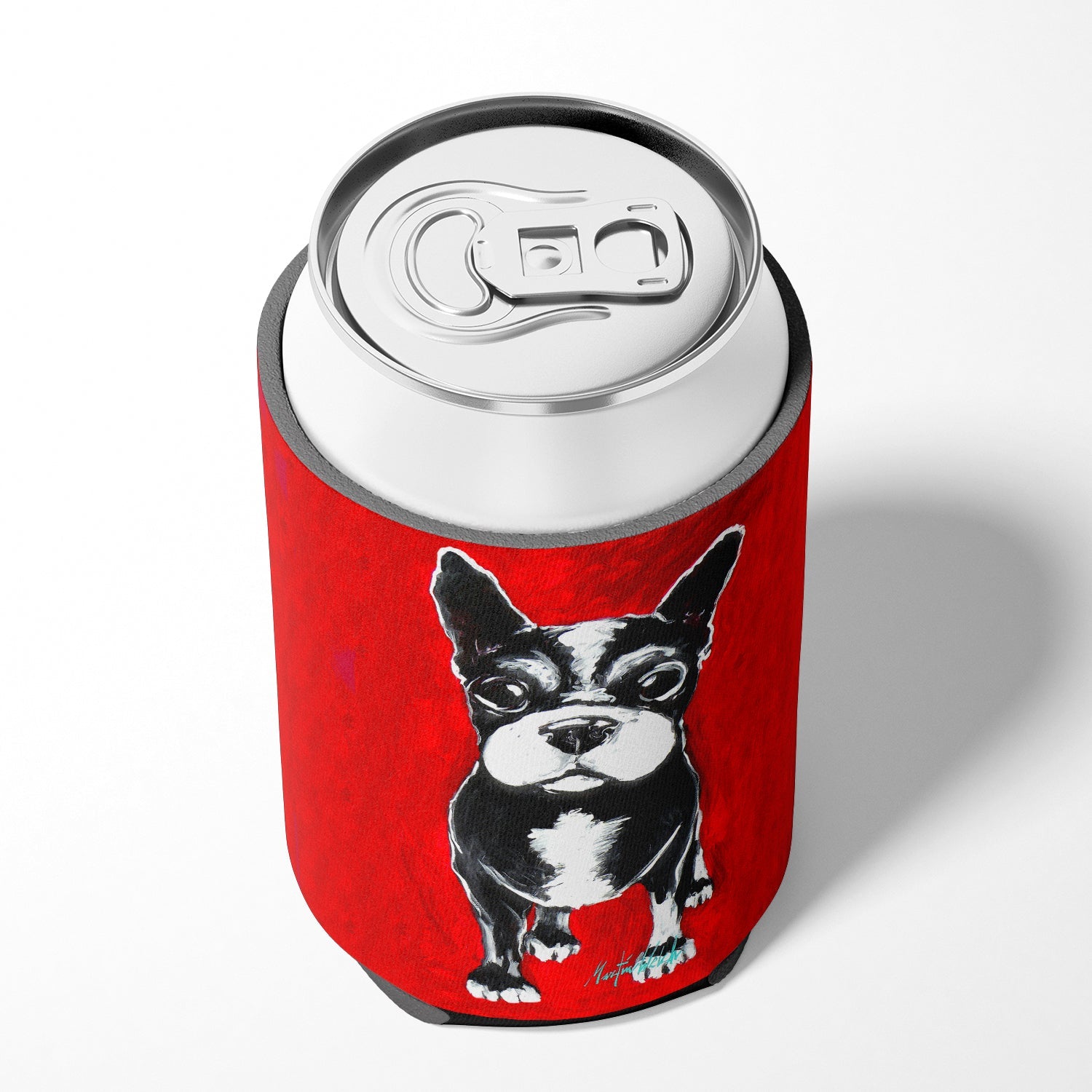 Boston Terrier Runt Can or Bottle Hugger Cooler Sleeve for Standard 12 oz Cans, Insulated Foam Beer & Soda Can Hugger Reusable