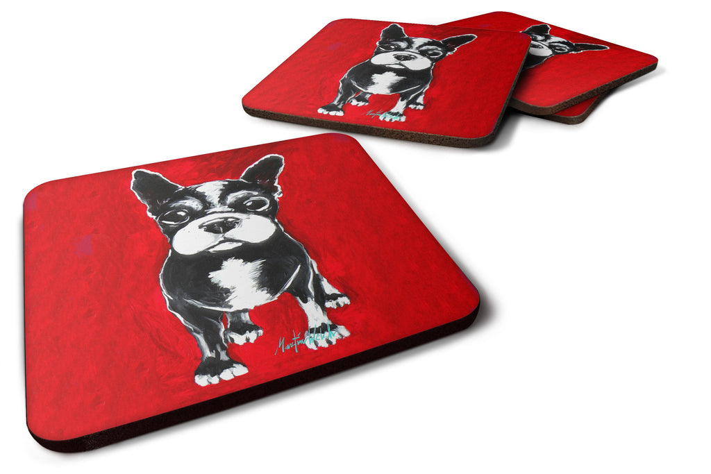 Boston Terrier Runt Foam Coasters Set of 4 Cup Coasters for Indoor Outdoor, Tabletop Protection, Anti Slip, Mouse pad Material