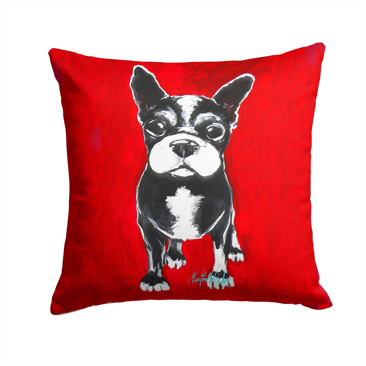 Boston Terrier Runt Decorative Throw Pillow 14x14 Indoor Outdoor Accent Cushion, Fabric Cover with Insert for Sofa, Bed, Porch & Living Room