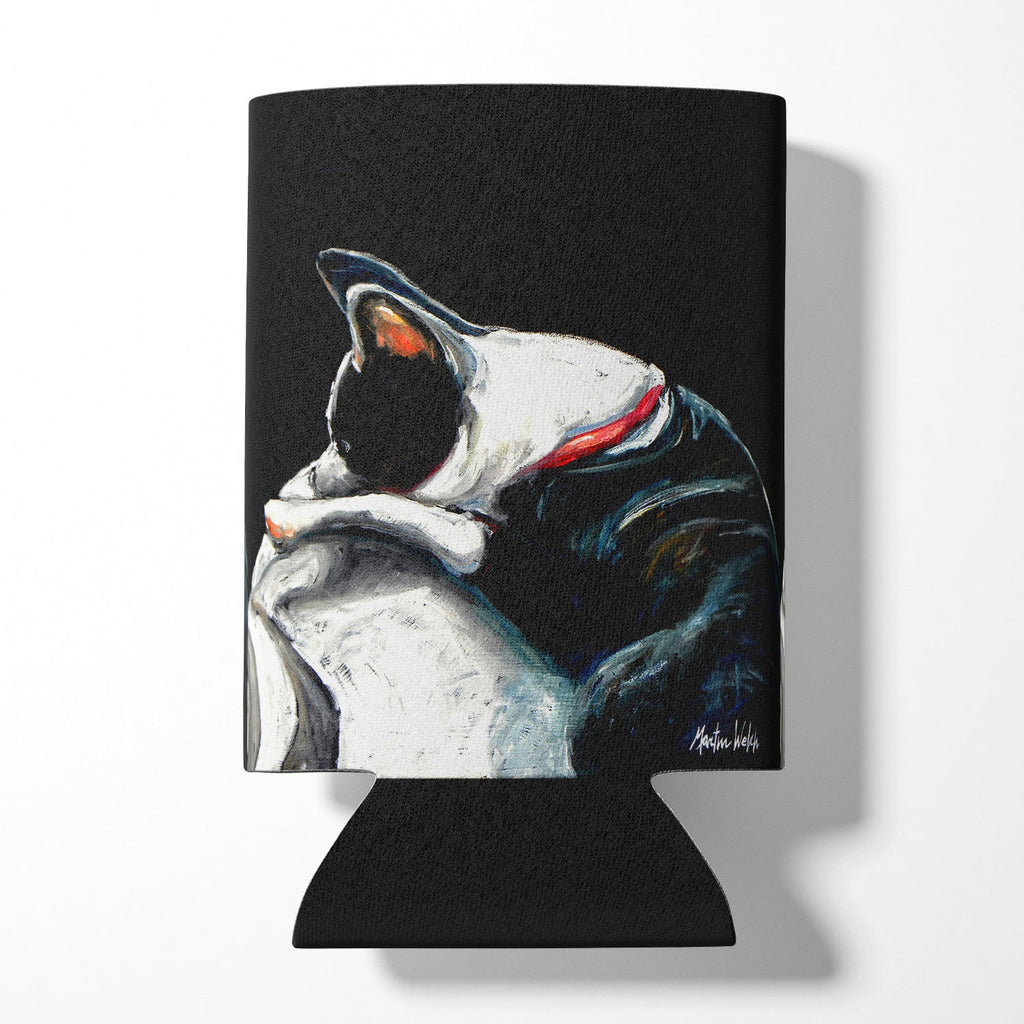 Boston Terrier Spot in the Sun Can or Bottle Hugger Cooler Sleeve for Standard 12 oz Cans, Insulated Foam Beer & Soda Can Hugger Reusable