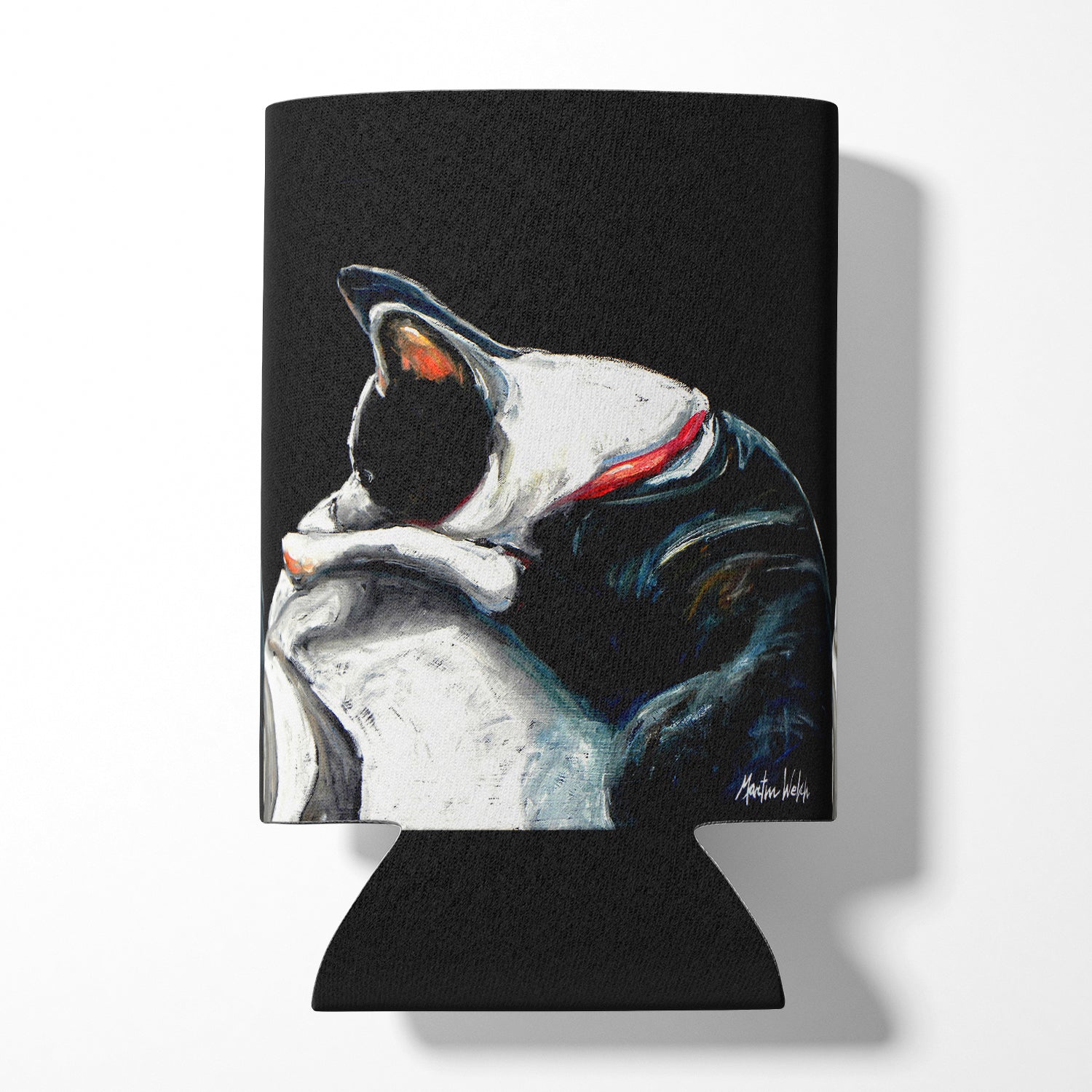 Boston Terrier Spot in the Sun Can or Bottle Hugger Cooler Sleeve for Standard 12 oz Cans, Insulated Foam Beer & Soda Can Hugger Reusable