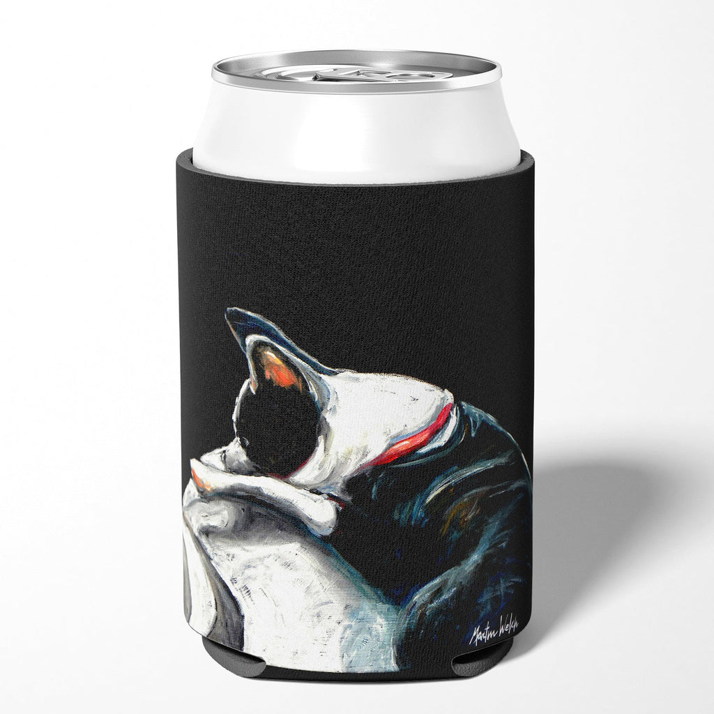 Boston Terrier Spot in the Sun Can or Bottle Hugger Cooler Sleeve for Standard 12 oz Cans, Insulated Foam Beer & Soda Can Hugger Reusable