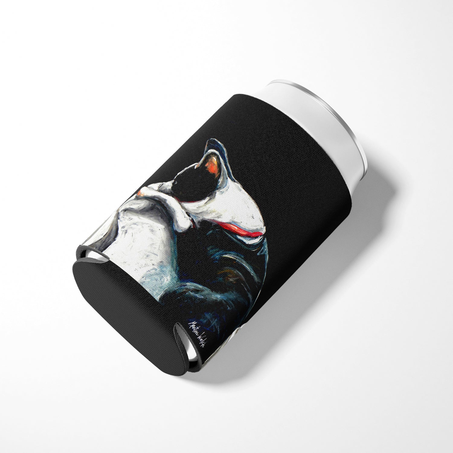 Boston Terrier Spot in the Sun Can or Bottle Hugger Cooler Sleeve for Standard 12 oz Cans, Insulated Foam Beer & Soda Can Hugger Reusable