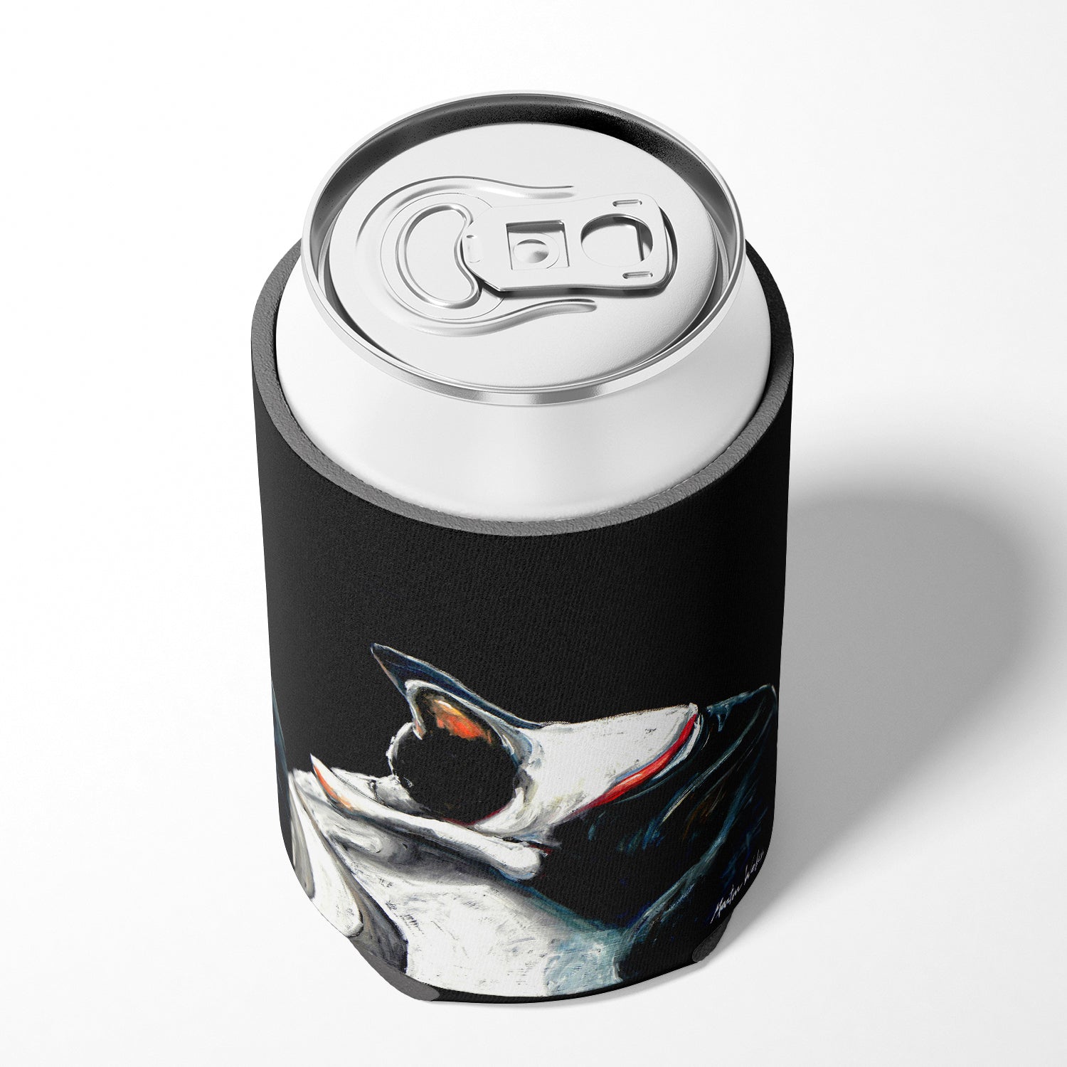 Boston Terrier Spot in the Sun Can or Bottle Hugger Cooler Sleeve for Standard 12 oz Cans, Insulated Foam Beer & Soda Can Hugger Reusable