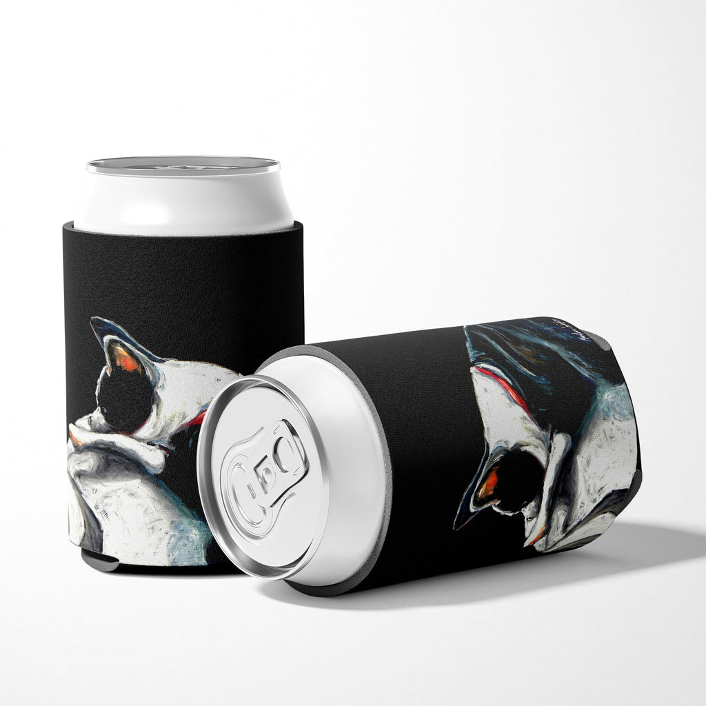 Boston Terrier Spot in the Sun Can or Bottle Hugger Cooler Sleeve for Standard 12 oz Cans, Insulated Foam Beer & Soda Can Hugger Reusable