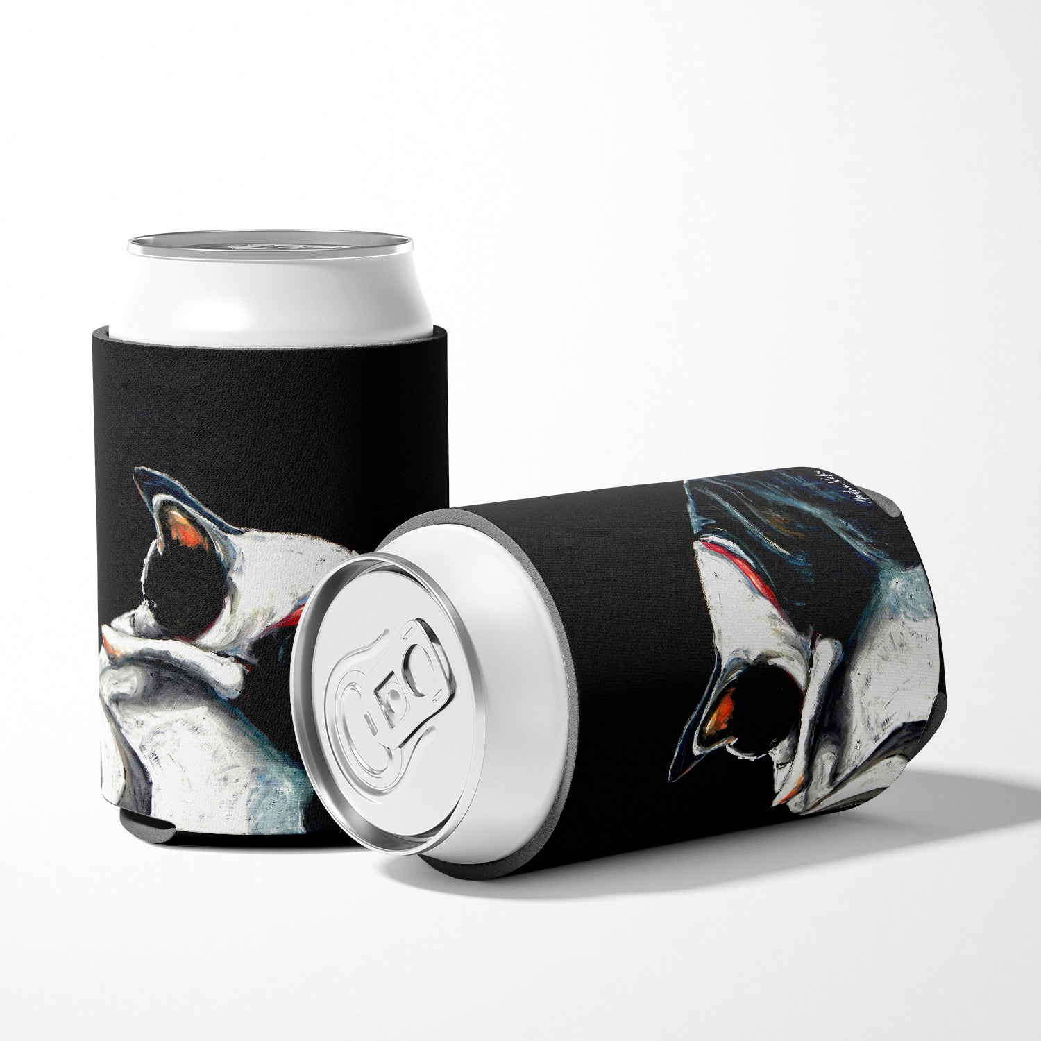 Boston Terrier Spot in the Sun Can or Bottle Hugger Cooler Sleeve for Standard 12 oz Cans, Insulated Foam Beer & Soda Can Hugger Reusable
