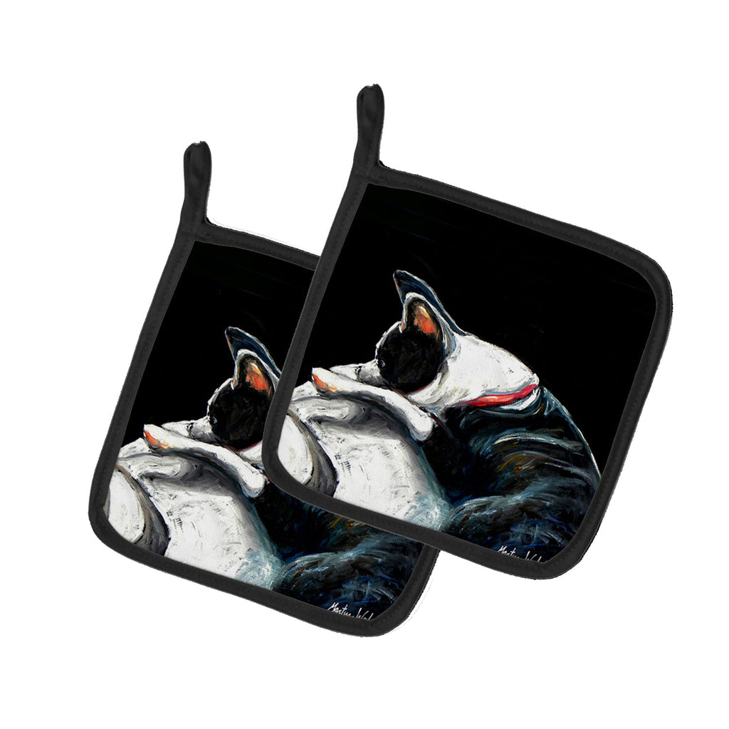 Boston Terrier Spot in the Sun Pot Holder Set of 2 Heat Resistant Quilted Hot Pads 7.5 x 7.5 Inch, Insulated Kitchen Trivets for Cooking & Baking