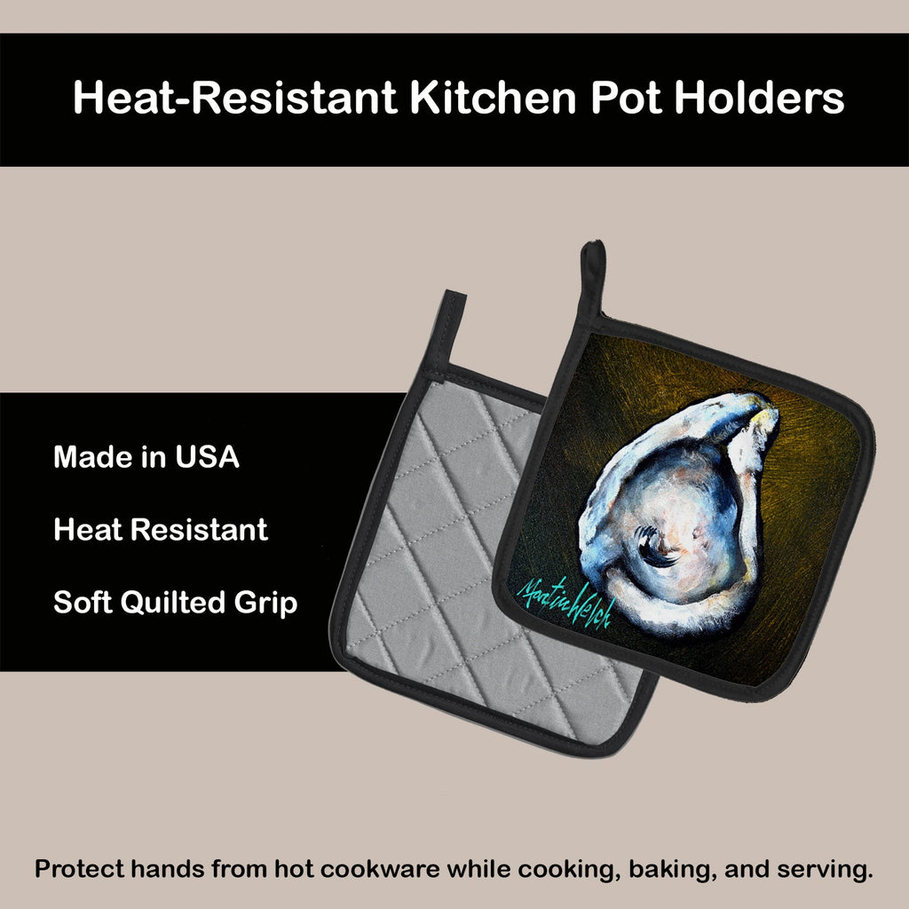 Brown Eye Oyster Pot Holder Set of 2 Heat Resistant Quilted Hot Pads 7.5 x 7.5 Inch, Insulated Kitchen Trivets for Cooking & Baking
