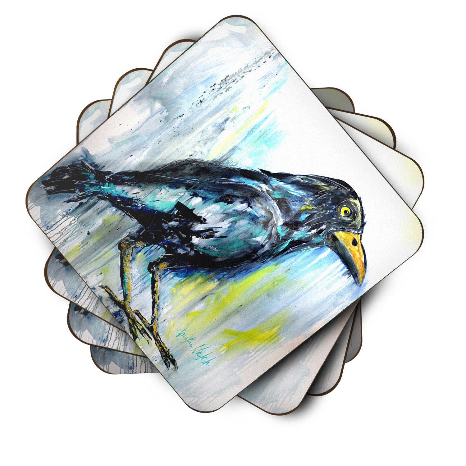 Burnt Corn Raven Foam Coasters Set of 4 Cup Coasters for Indoor Outdoor, Tabletop Protection, Anti Slip, Mouse pad Material