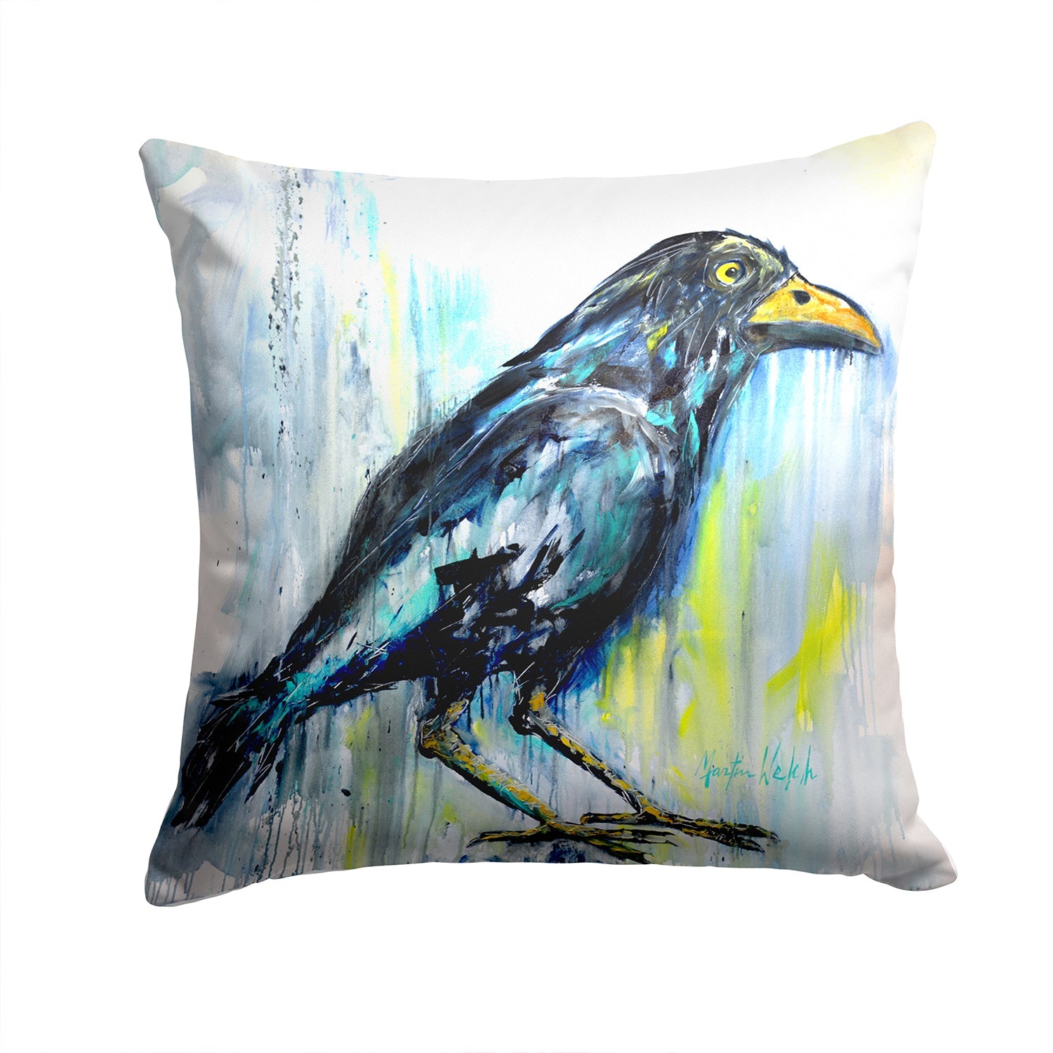 Burnt Corn Raven Decorative Throw Pillow 14x14 Indoor Outdoor Accent Cushion, Fabric Cover with Insert for Sofa, Bed, Porch & Living Room