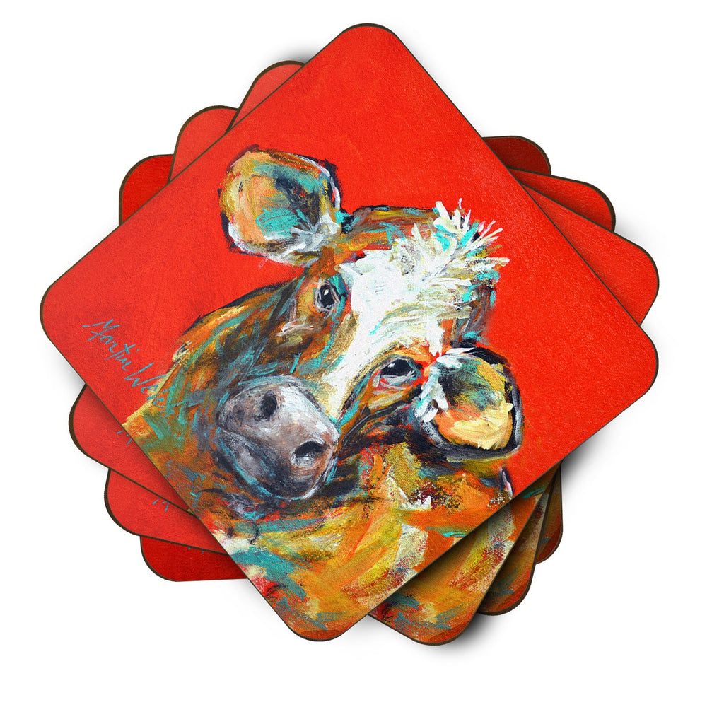 Cow Caught Red Handed Too Foam Coasters Set of 4 Cup Coasters for Indoor Outdoor, Tabletop Protection, Anti Slip, Mouse pad Material
