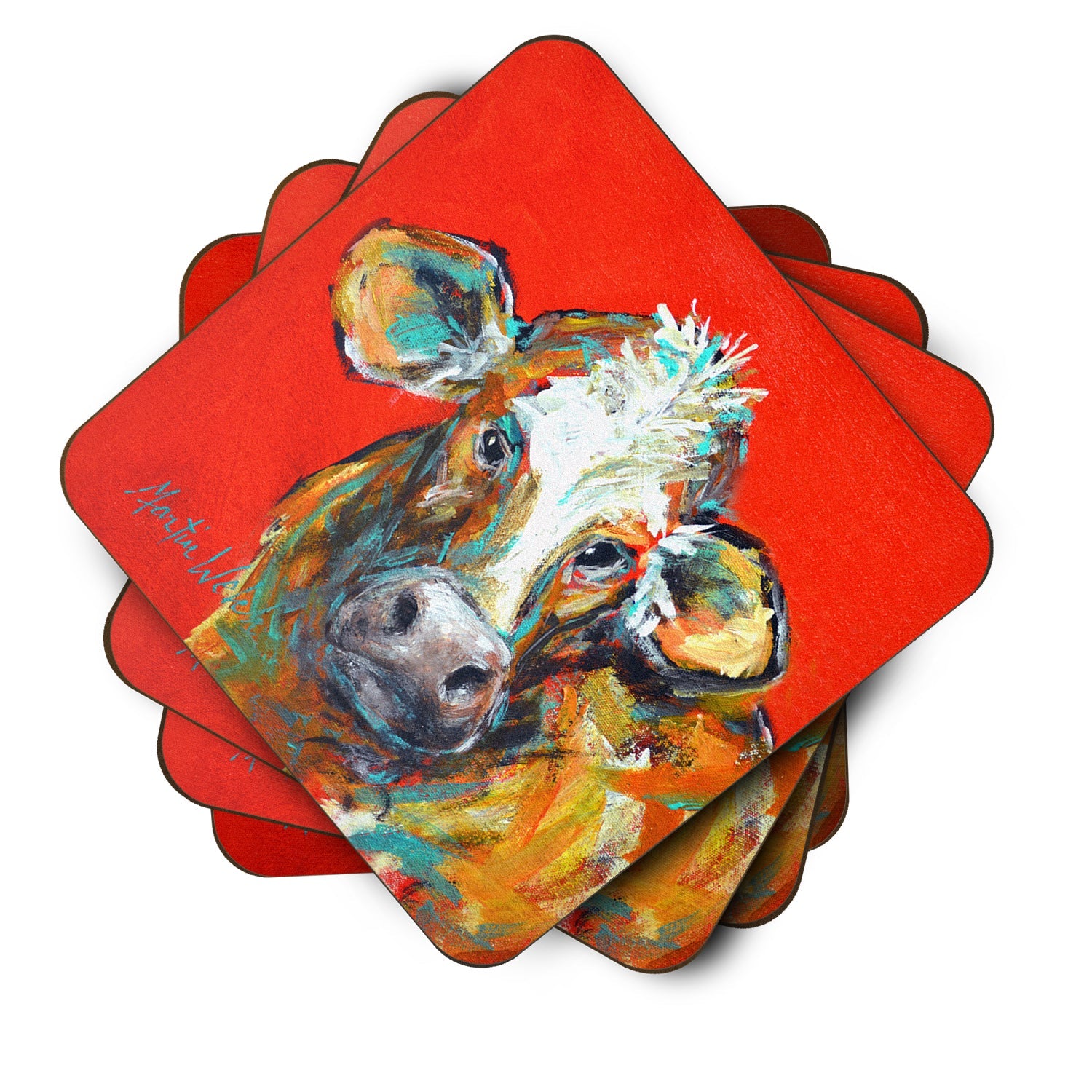 Cow Caught Red Handed Too Foam Coasters Set of 4 Cup Coasters for Indoor Outdoor, Tabletop Protection, Anti Slip, Mouse pad Material