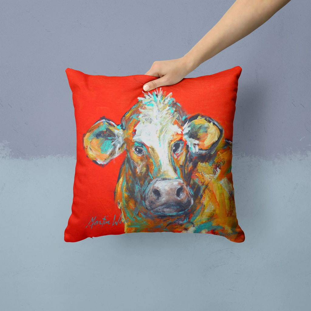 Cow Caught Red Handed Too Decorative Throw Pillow 14x14 Indoor Outdoor Accent Cushion, Fabric Cover with Insert for Sofa, Bed, Porch & Living Room