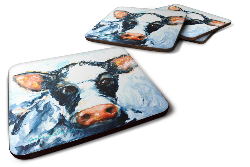 Cow Lick Foam Coasters Set of 4 Cup Coasters for Indoor Outdoor, Tabletop Protection, Anti Slip, Mouse pad Material