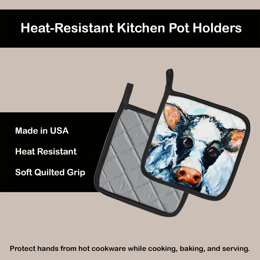 Cow Lick Pot Holder Set of 2 Heat Resistant Quilted Hot Pads 7.5 x 7.5 Inch, Insulated Kitchen Trivets for Cooking & Baking