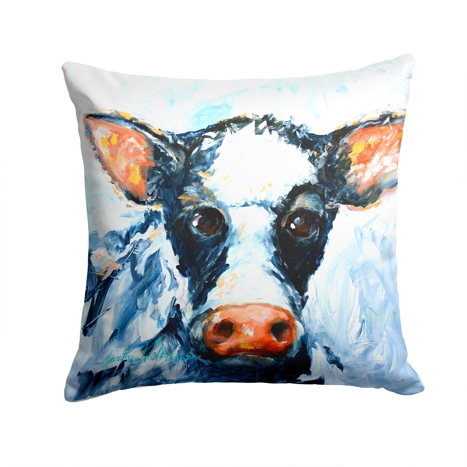 Cow Lick Decorative Throw Pillow 14x14 Indoor Outdoor Accent Cushion, Fabric Cover with Insert for Sofa, Bed, Porch & Living Room