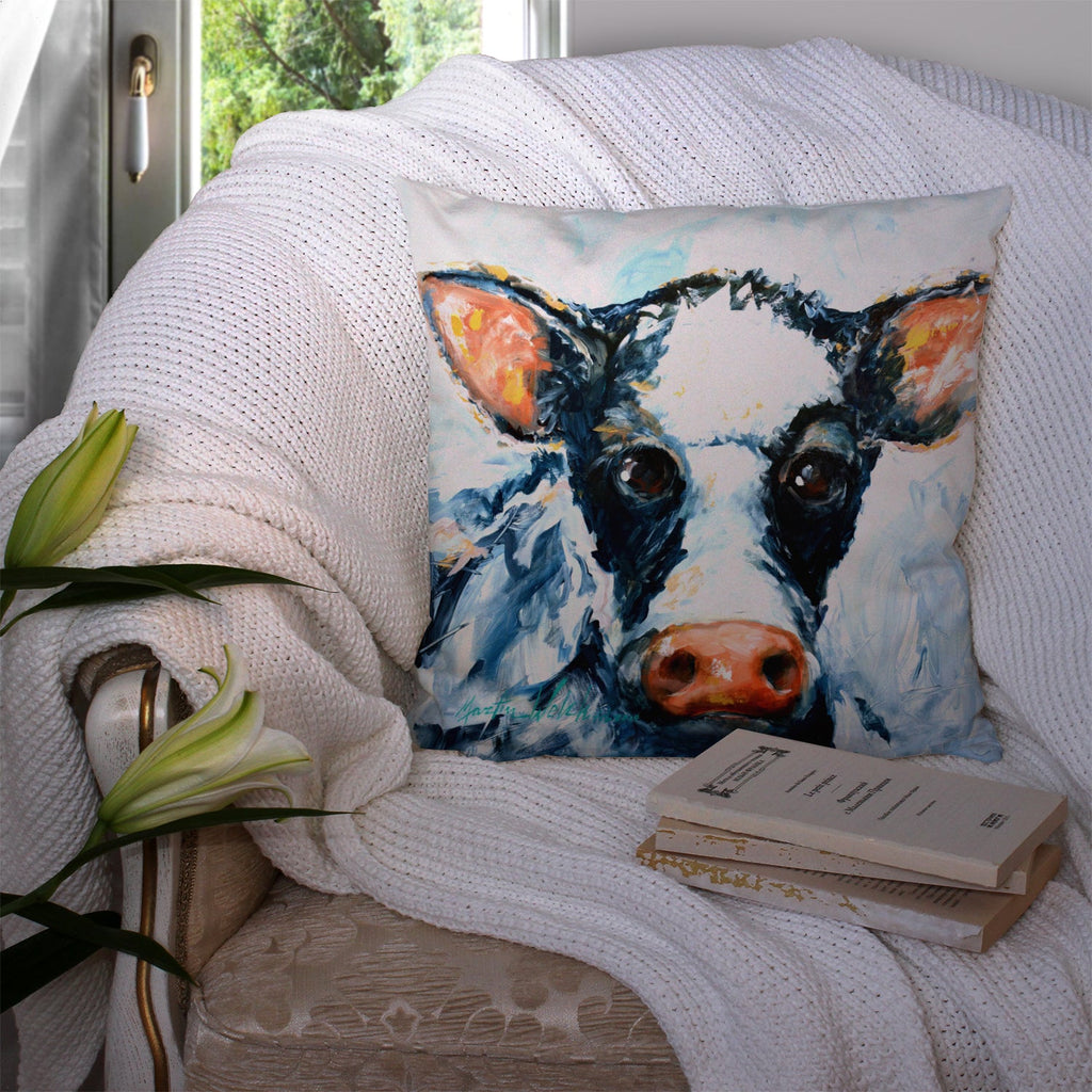 Cow Lick Decorative Throw Pillow 14x14 Indoor Outdoor Accent Cushion, Fabric Cover with Insert for Sofa, Bed, Porch & Living Room