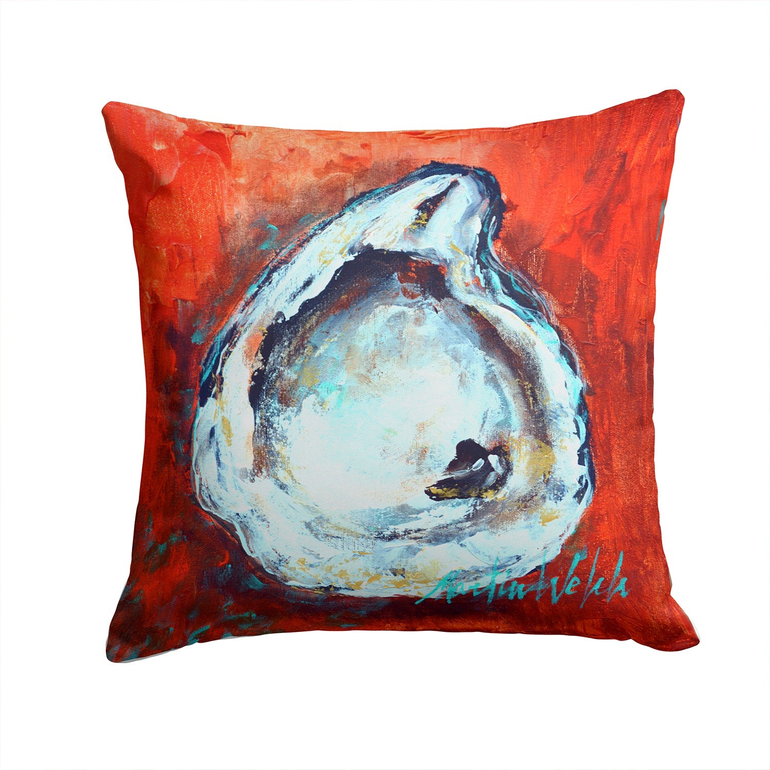 Char Broiled Oyster Decorative Throw Pillow 14x14 Indoor Outdoor Accent Cushion, Fabric Cover with Insert for Sofa, Bed, Porch & Living Room