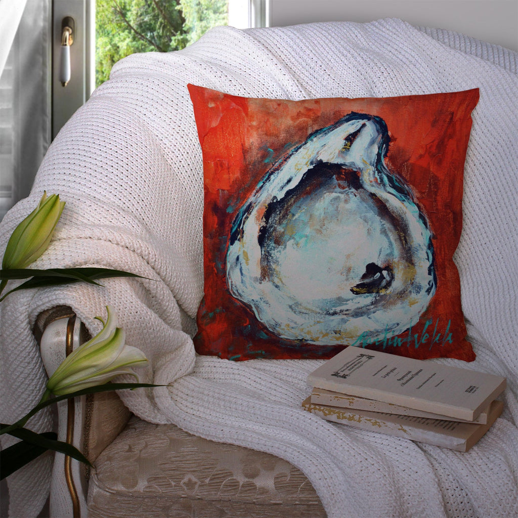 Char Broiled Oyster Decorative Throw Pillow 14x14 Indoor Outdoor Accent Cushion, Fabric Cover with Insert for Sofa, Bed, Porch & Living Room