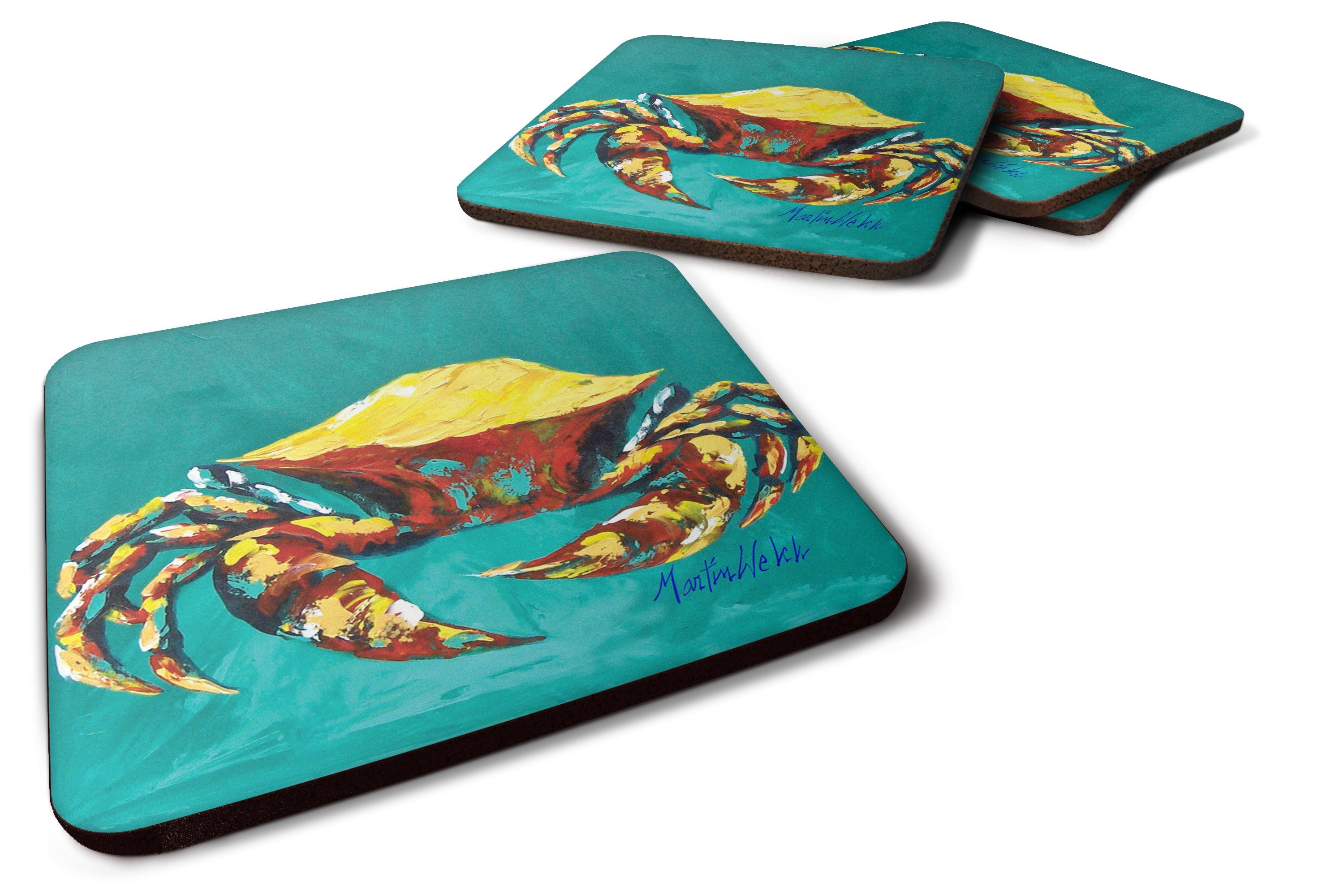 Crab Tunnel Foam Coasters Set of 4 Cup Coasters for Indoor Outdoor, Tabletop Protection, Anti Slip, Mouse pad Material