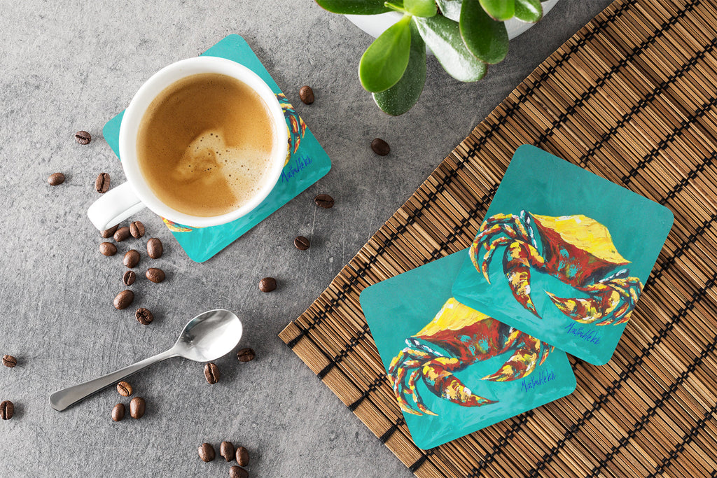 Crab Tunnel Foam Coasters Set of 4 Cup Coasters for Indoor Outdoor, Tabletop Protection, Anti Slip, Mouse pad Material