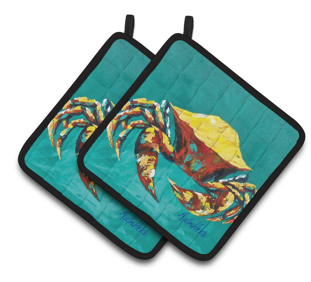 Crab Tunnel Pot Holder Set of 2 Heat Resistant Quilted Hot Pads 7.5 x 7.5 Inch, Insulated Kitchen Trivets for Cooking & Baking